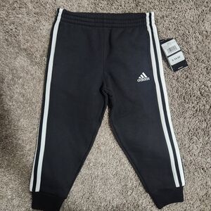 adidas Kids Black Sweatpants with White Stripes